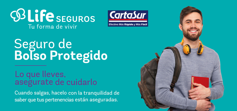 800x376-Bolso Life Seguro de Bolso Protegido en CartaSur: Lo que lleves, asegurate de cuidarlo. Cuando salgas, hacelo con la tranquilidad de saber que tus pertenencias están aseguradas